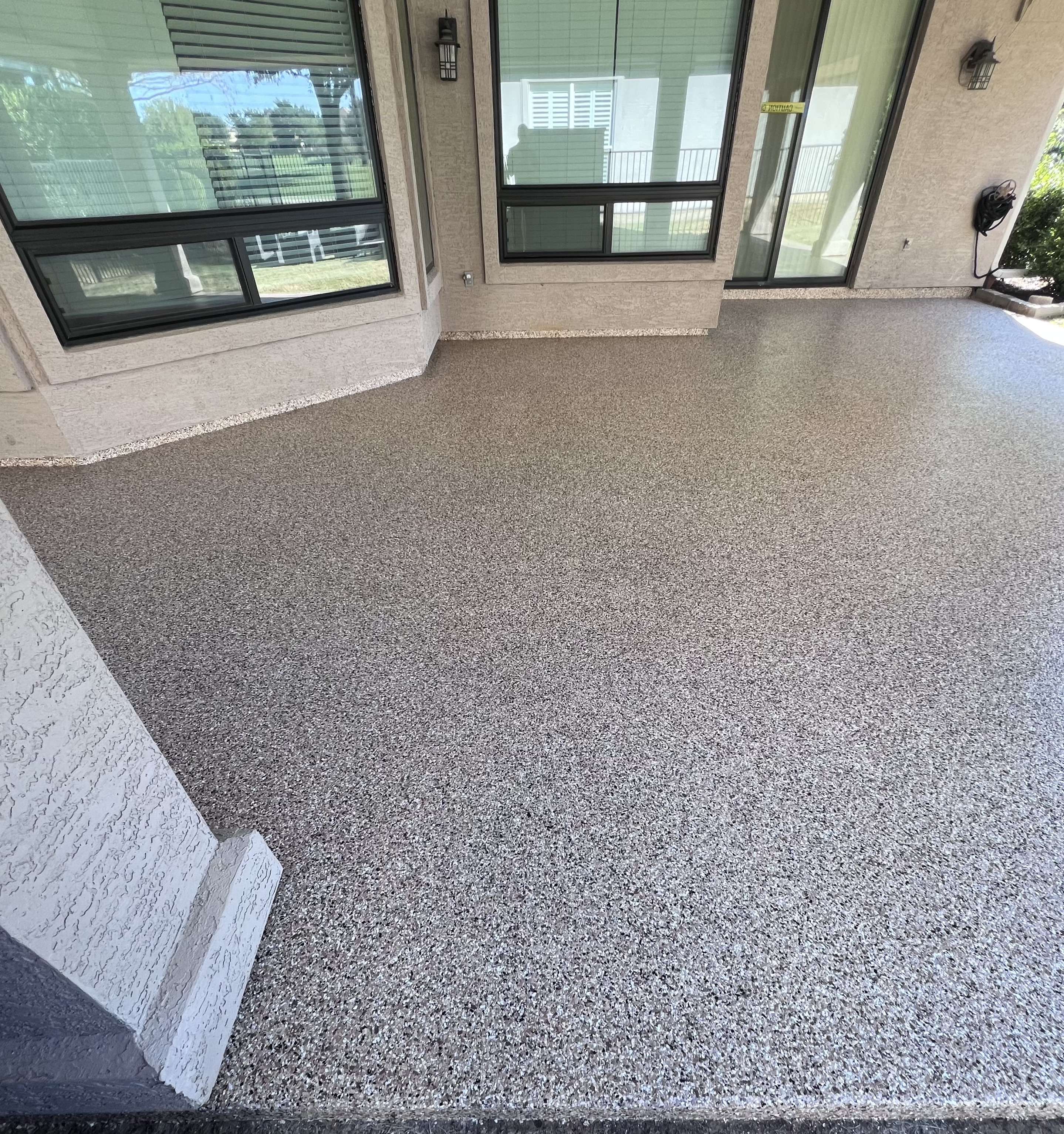 After: full-flake epoxy garage floor coating DFW